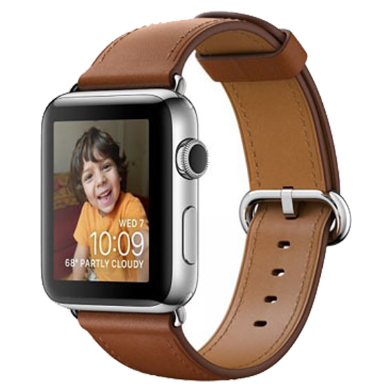 Apple Watch S2 38mm mặt thép không gỉ, dây da màu nâu