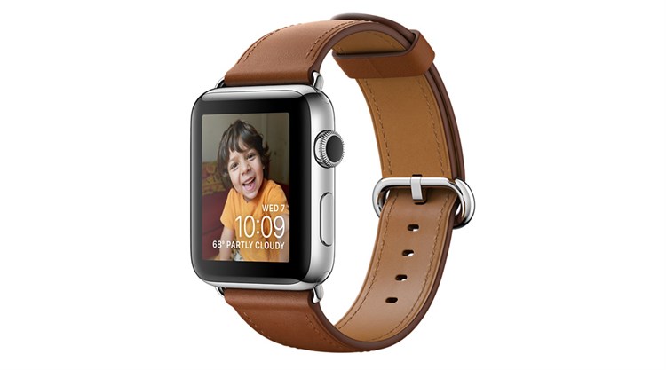 Apple Watch S2 38mm mặt thép không gỉ, dây da màu nâu