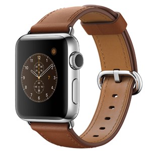 Apple Watch S2 38mm mặt thép không gỉ, dây da màu nâu