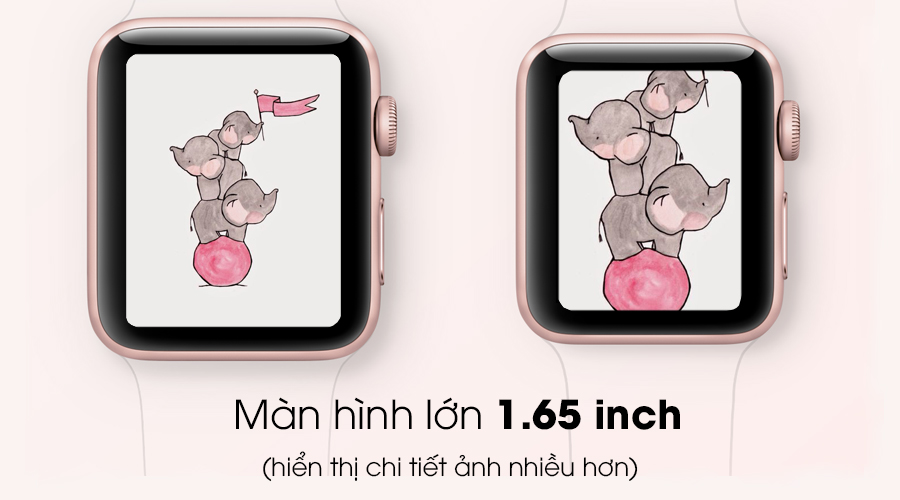 Apple Watch S2 42mm mặt nhôm, dây cao su màu hồng