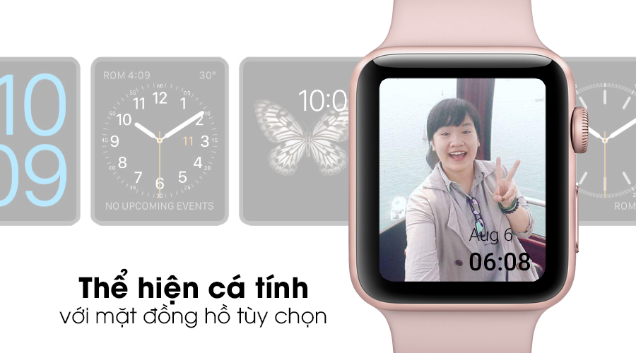 Apple Watch S2 42mm mặt nhôm, dây cao su màu hồng