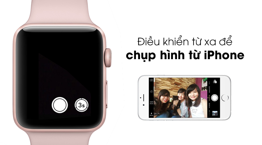 Apple Watch S2 42mm mặt nhôm, dây cao su màu hồng