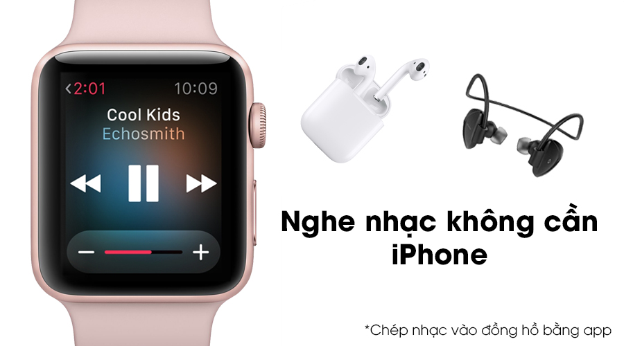 Apple Watch S2 42mm mặt nhôm, dây cao su màu hồng