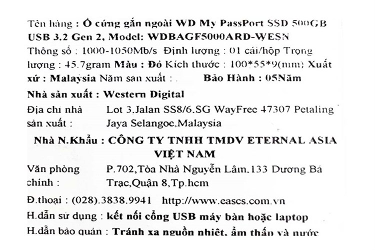 Ổ cứng di động SSD 500GB WD My Passport GO Xanh Dương Màu Xanh Dương