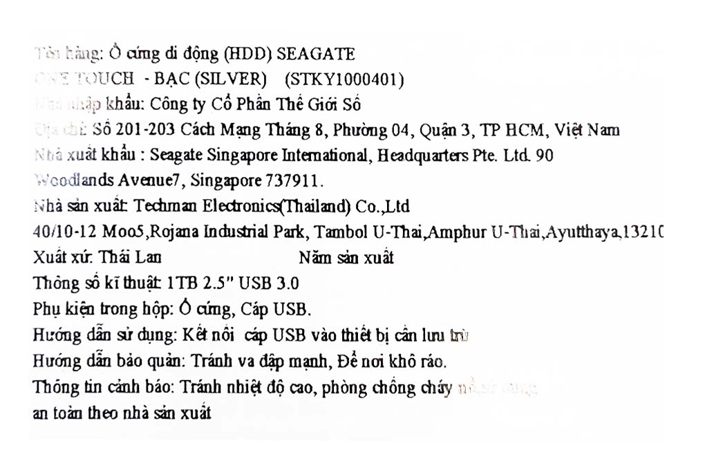Ổ cứng di động HDD 1TB Seagate One Touch STKY1000401/ STKY1000400 Màu Bạc