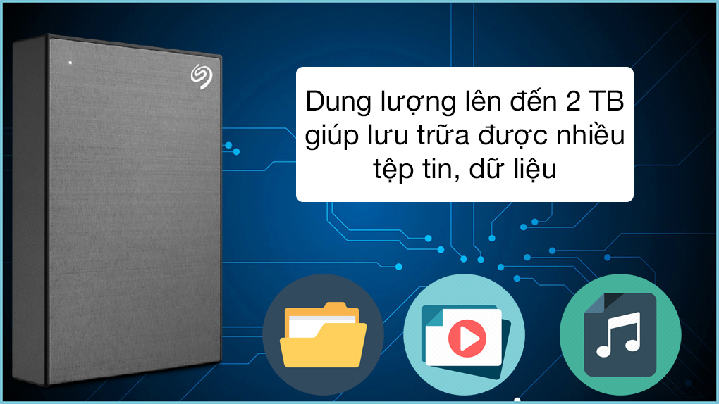 Lưu trữ nhiều dữ liệu nhờ dung lượng 2 TB - Ổ cứng di động HDD 2TB Seagate One Touch STKY2000404 Xám