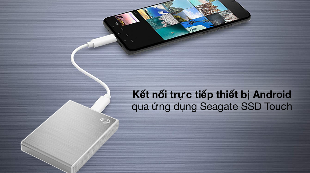 Kết nối thiết bị Android - Ổ cứng SSD 1TB Seagate One Touch STKG1000401 Bạc