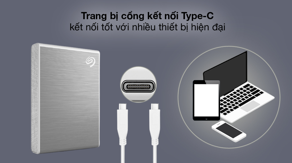 Cổng USB Type-C - Ổ cứng SSD 1TB Seagate One Touch STKG1000401 Bạc