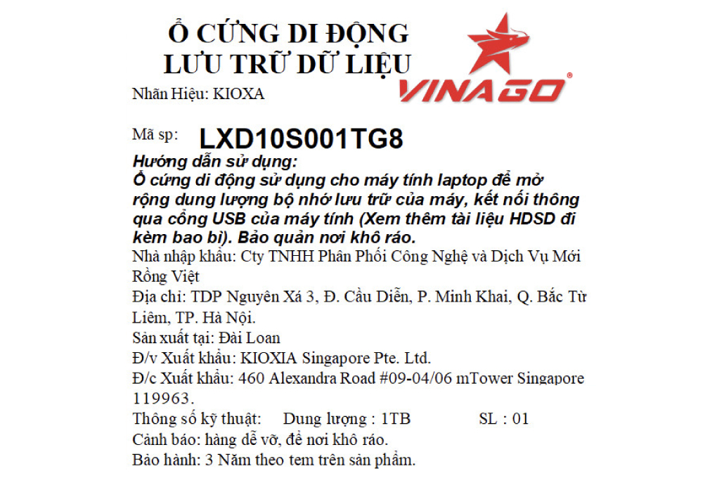 Ổ cứng SSD 1TB Kioxia Exceria Plus Portable LXD10S001TG8 Màu Bạc