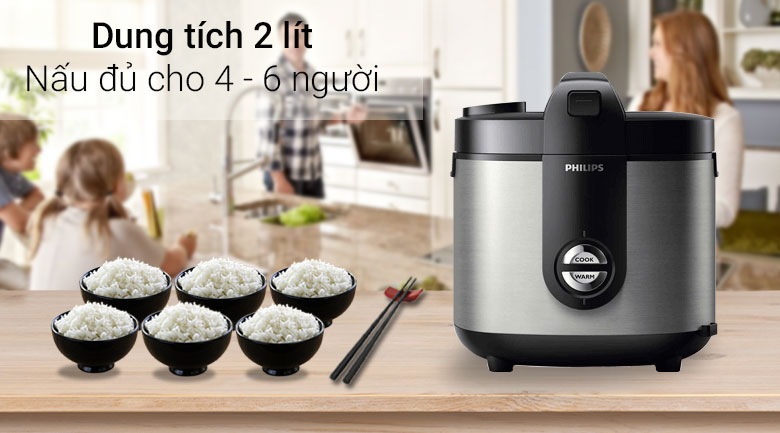 Nồi cơm điện Philips 2 lít HD3128/66 Bạc