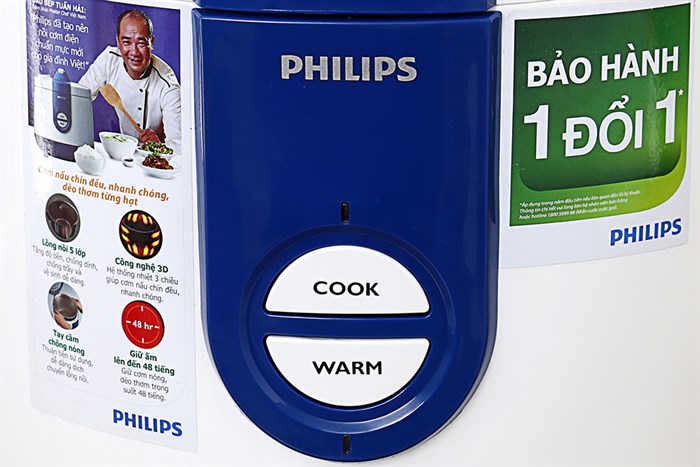 Nồi cơm điện Philips 2 lít HD3118 Màu Trắng - Xanh