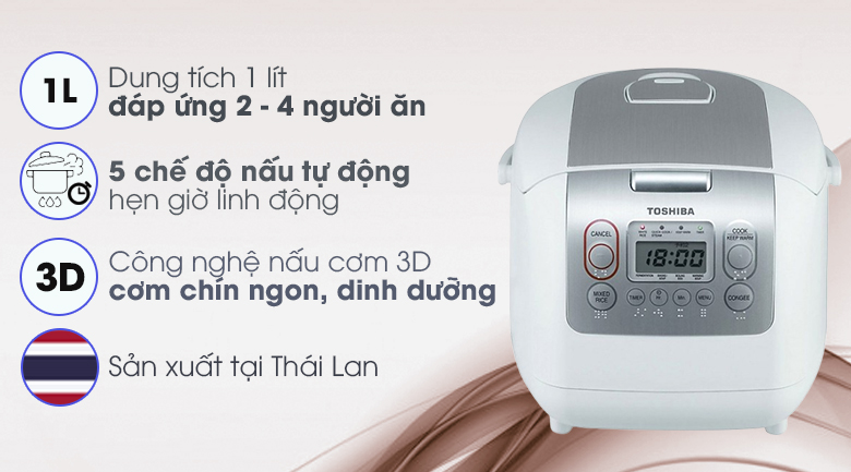 Nồi cơm điện tử Toshiba 1 lít RC-10NMFVN(WT) - 2