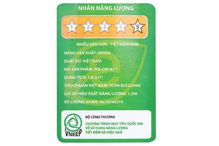 Nồi cơm điện Midea 1.8 lít MR-CM1811 Màu Trắng - Tím