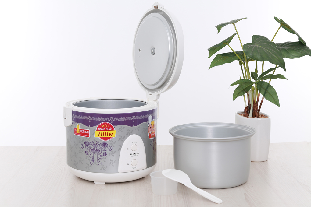 Nồi cơm điện Sharp KS-N19EV RP 1.8 lít Màu Trắng - Tím