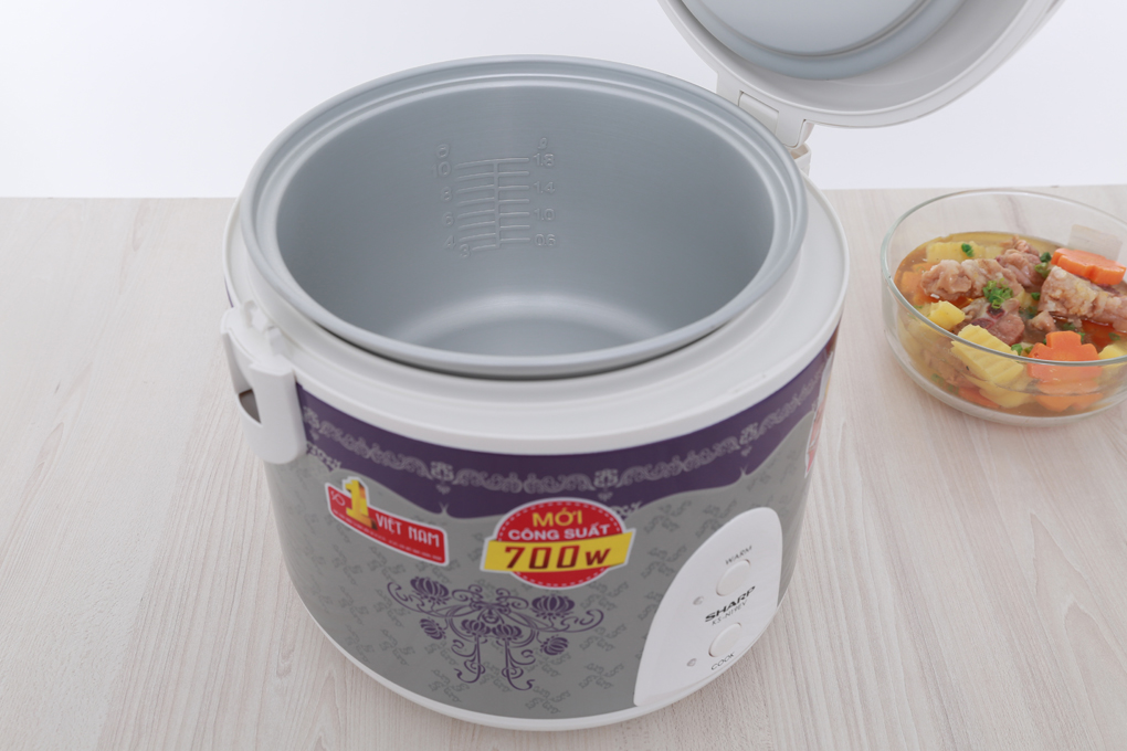 Nồi cơm điện Sharp KS-N19EV RP 1.8 lít Màu Trắng - Tím