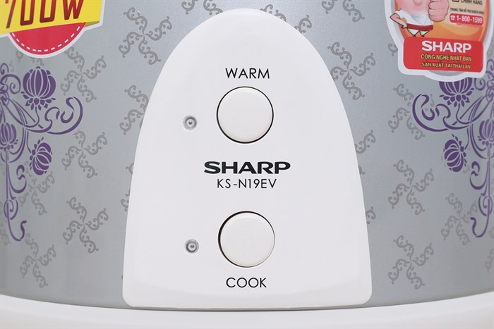 Nồi cơm điện Sharp KS-N19EV RP 1.8 lít Màu Trắng - Tím