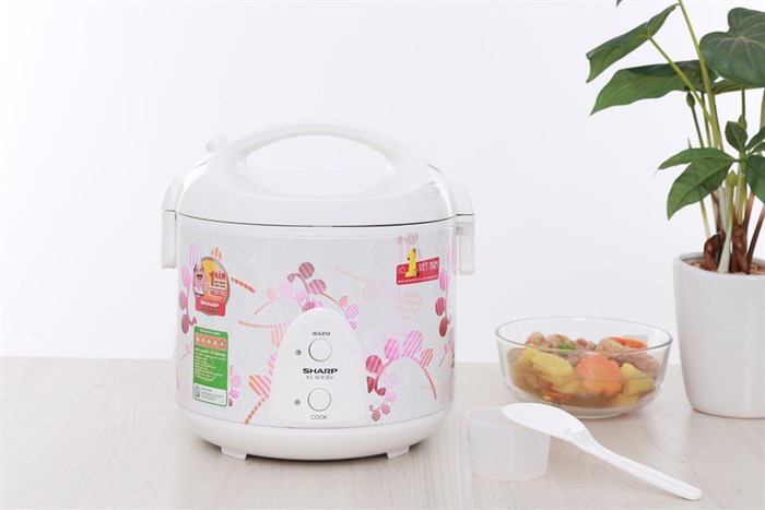 Nồi cơm điện Sharp KS-N191EV LR 1.8 lít Màu Trắng - Đỏ