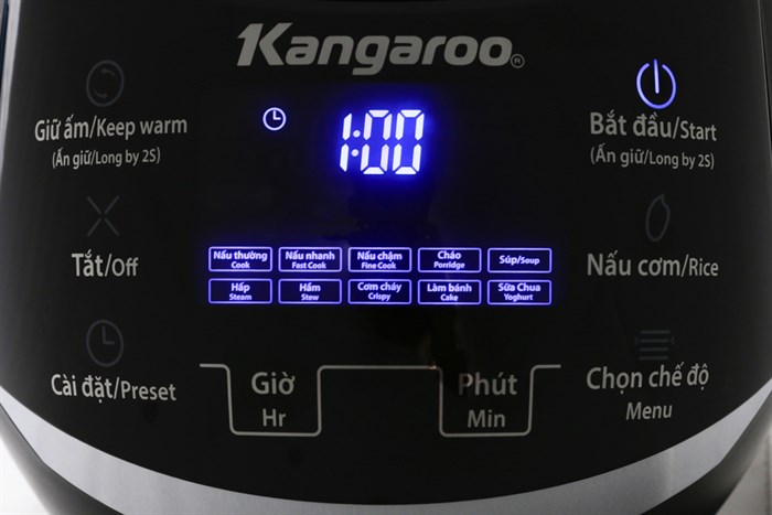 Nồi cơm điện tử Kangaroo 1.8 lít KG595 Màu Đen