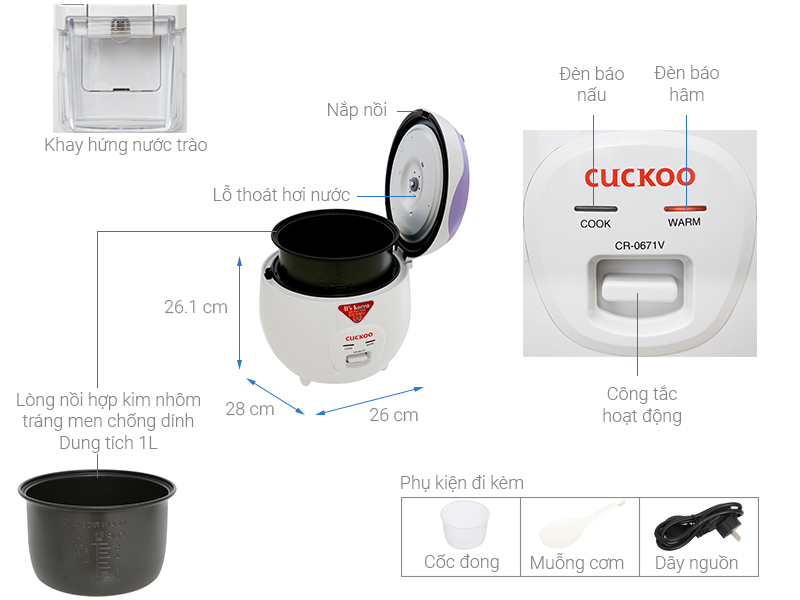 Nồi cơm điện Cuckoo 1 lít CR-0671V