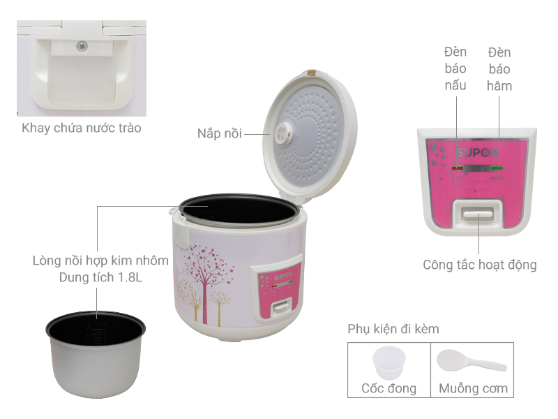 Thông số kỹ thuật Nồi cơm điện Supor 1.8 lít SRC922