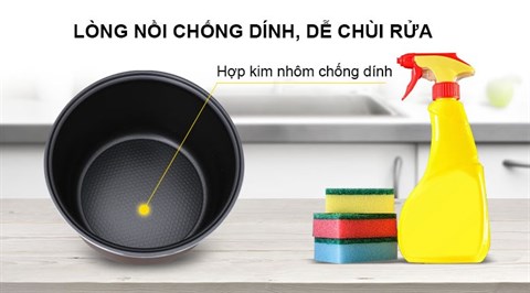 Lòng nồi bằng hợp kim nhôm phủ lớp chống dính bền bỉ - Nồi cơm nắp gài Midea MR-CM06SD 0.6 lít