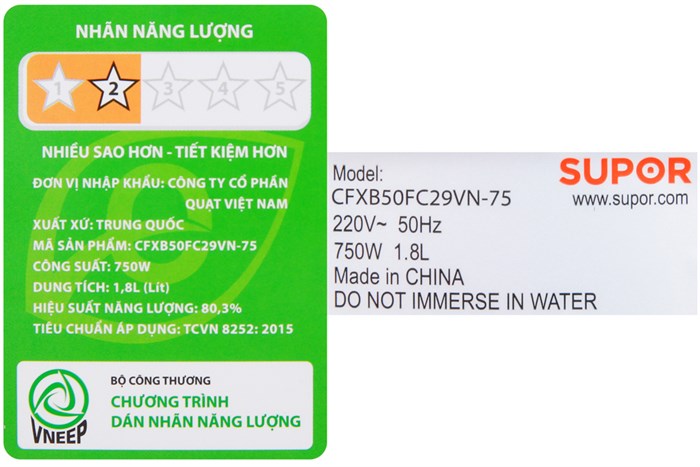 Nồi cơm điện tử Supor 1.8 lít CFXB50FC29VN-75 Màu Trắng - Hồng