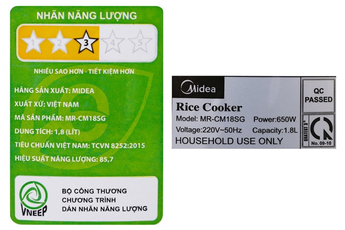 Nồi cơm điện Midea 1.8 lít MR-CM18SG Màu Nâu nhạt