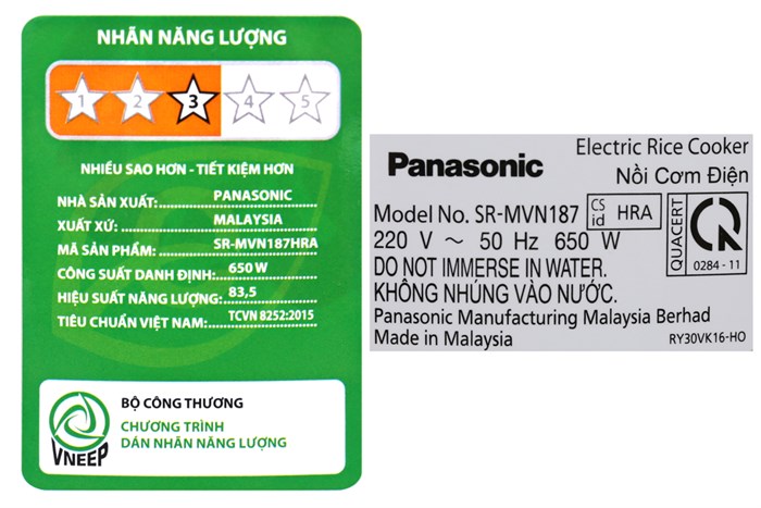 Nồi cơm nắp gài Panasonic 1.8 lít SR-MVN187HRA Màu Trắng
