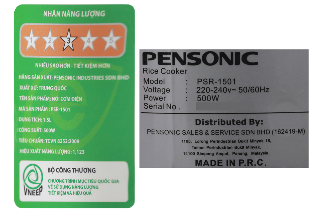 Nồi cơm điện Pensonic 1.5 lít PSR 1501 giá rẻ