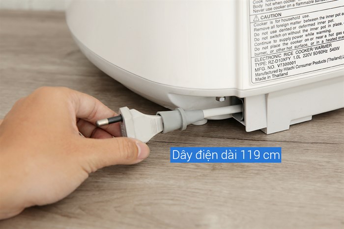 Nồi cơm điện tử Hitachi 1 lít RZ-D10XFY Màu Trắng - Xám