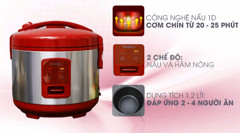 Nồi cơm điện Delites 1.2 lít NCG1201