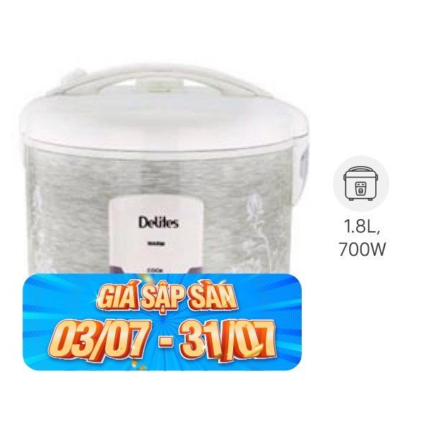 Nồi cơm nắp gài Delites 1.8 lít NCG1805
