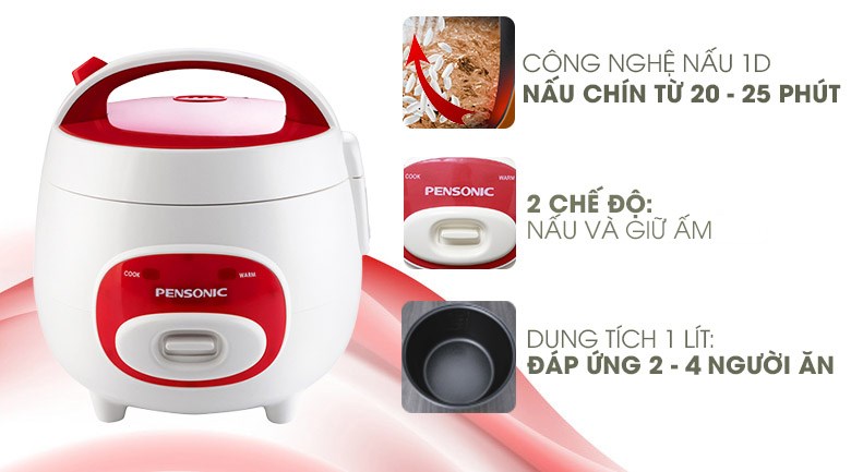 Nồi cơm điện Pensonic 1 lít PSR-1001R
