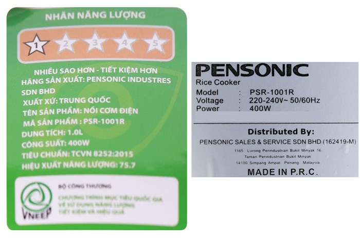 Nồi cơm điện Pensonic 1 lít PSR-1001R Màu Đỏ