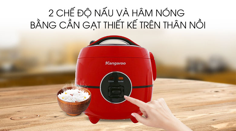 Nồi cơm điện Kangaroo 1.2 lít KG822 đỏ