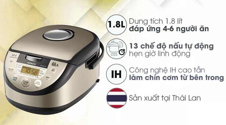 Nồi cơm điện cao tần Hitachi 1.8 lít RZ-JHE18Y