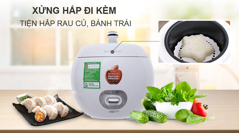 Nồi cơm điện Sharp 0.72 lít KS-A08V-WH Trắng - 6