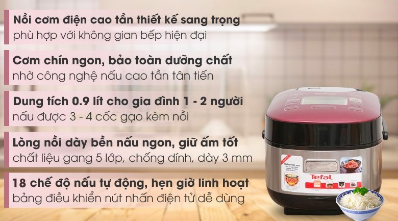 Nồi cơm điện cao tần Tefal 0.9 lít Compact Pro (RK 803565)