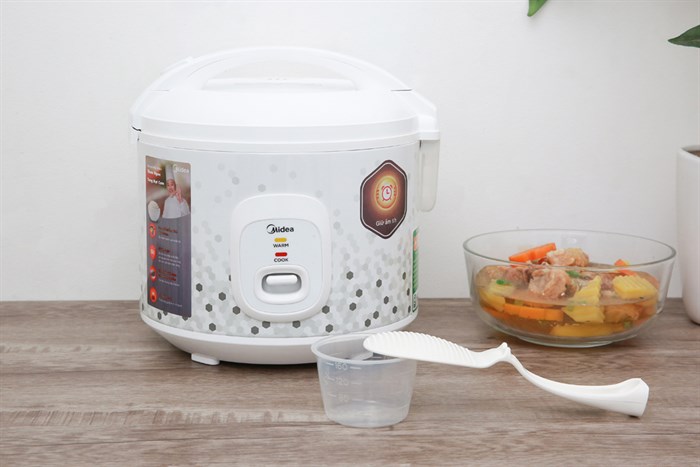Nồi cơm điện Midea 1 lít MR CM1025 Màu Trắng - Xanh