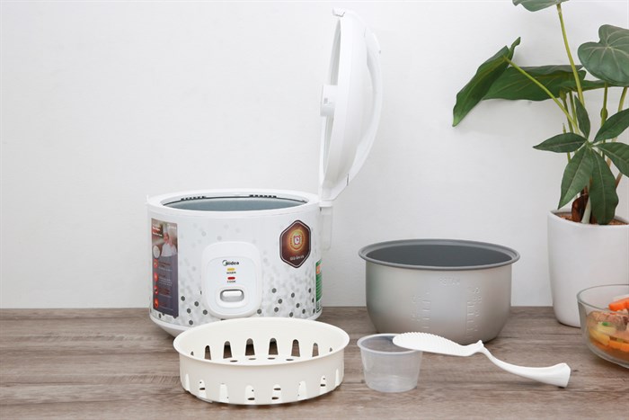 Nồi cơm điện Midea 1 lít MR CM1025 Màu Trắng - Xanh