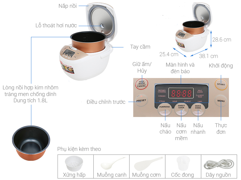 Nồi cơm điện tử Sharp KS-COM181CV-GL - giá tốt