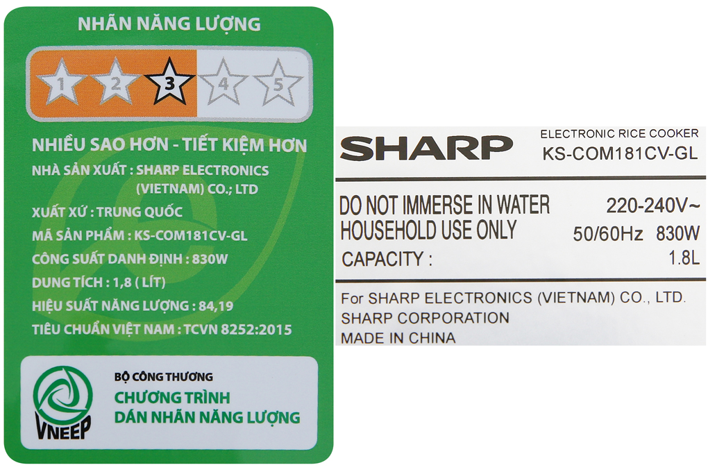 Siêu thị nồi cơm điện tử Sharp 1.8 lít KS-COM181CV-GL