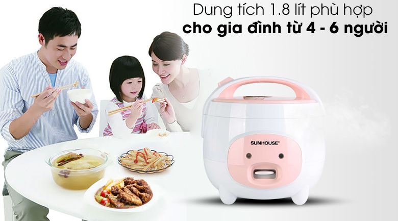 Nồi cơm nắp gài Sunhouse 1.8 lít SHD8607W