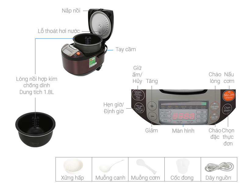 Thông số kỹ thuật Nồi cơm điện tử Supor 1.8 lít 50FC533VN-75
