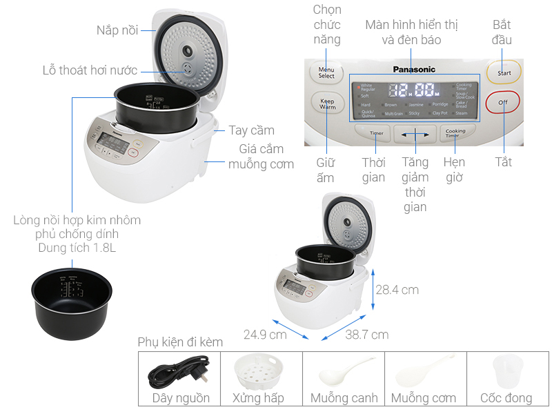 Nồi cơm điện tử Panasonic 1.8 lít SR-CP188NRA