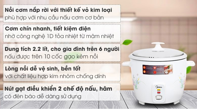 Nồi cơm điện Midea 2.2 lít MR-GM22SA