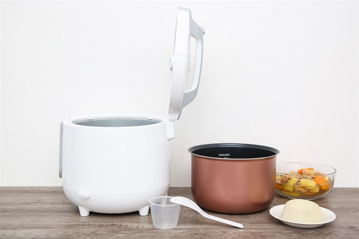 Nồi cơm điện Philips 1.8 lít HD3115 Màu Trắng - Xám