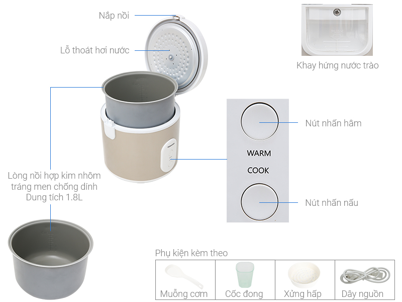 Nồi cơm điện Toshiba 1.8 lít RC-18JR1NV