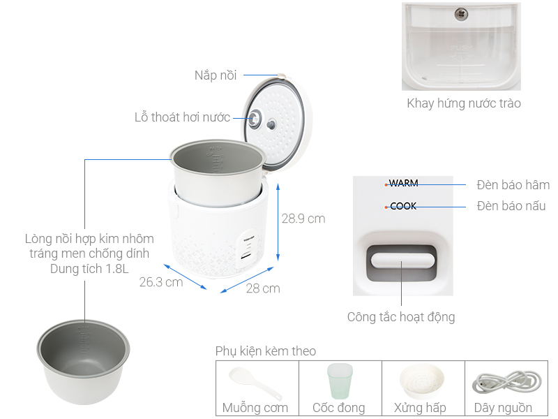 Nồi cơm điện 1.8 lít Toshiba RC-18JH1NV(G)