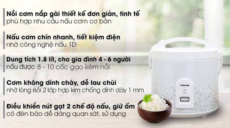Nồi cơm điện 1.8 lít Toshiba RC-18JH1NV(G)